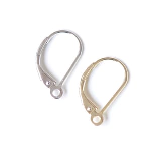2 pcs 925 Sterling Silver Leverback Earwire Earring Components Gold/Platinum Size 9x15mm