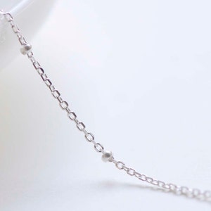 Polished 925 Sterling Silver Dainty Saturn Satellite Chain Textured Oval Link Chain