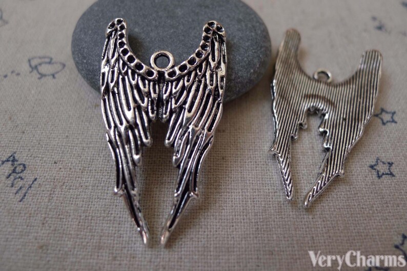 Angel With Wings Silver Charm Pendant / Keychain – Vintage Bow And Dress Design