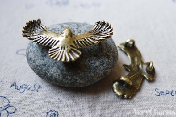 Flying Bird Connector Antique Bronze Eagle Hawk Pendants Three Loops 20x35mm Set of 10 pcs A5574