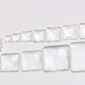 Clear Glass Dome Square Cabochon Cameo 6mm/8mm/10mm/12mm/14mm/15mm/16mm/18mm/20mm/25mm/30mm/40mm