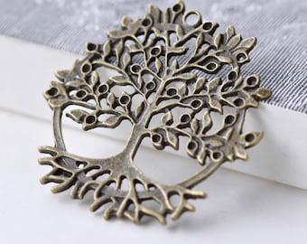 6 Stück Antike Bronze Flache Baum Charms 47 x 50 mm A7777