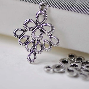 Peacock Chandelier Earring Antique Silver Fancy Feather Connectors  20x26mm Set of 20 A7892