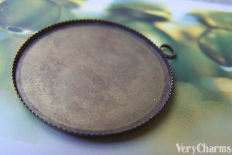 10 pcs of Antique Bronze Round Sawtooth Cameo Base Settings Match 30mm Cabochon A3209