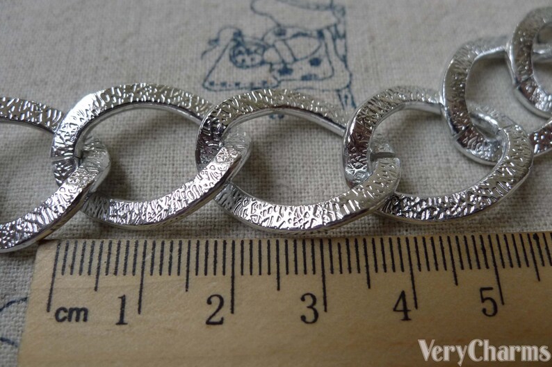 Silver Tone Aluminium Thick Curb Chain Chunky Chain Textured A6655 6.6 ft 2m