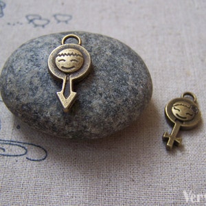 20 pezzi (10 paia) antico bronzo ragazzo e ragazza sesso simbolo Charms 11x23mm A5057