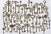 Antique Bronze Large Skeleton Key Charms Pendants Wedding Favor Collection Assorted Mixed Style Set of 69 A8785 