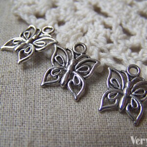 30 pcs Butterfly Charms Antique Silver Small Insect Pendants 12mm Bulk A4776 image 5