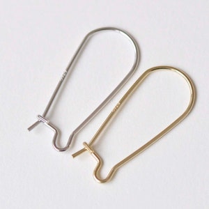 2 pcs 925 Sterling Silver Kidney Earwire Earring Components Gold/Platinum Size 25mm