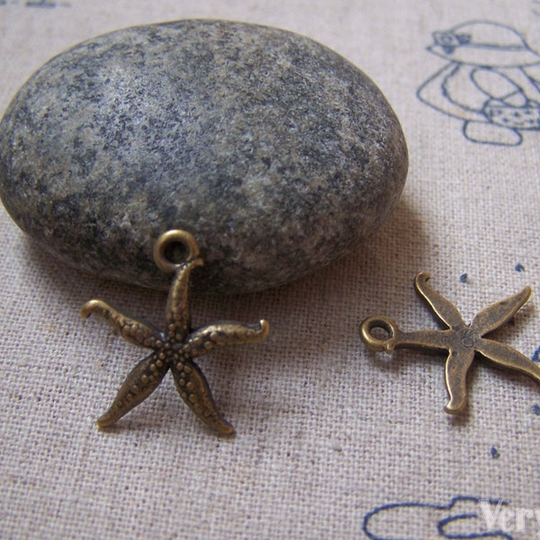 20 pcs Antique Bronze Ocean Starfish Charms 16x20mm A524