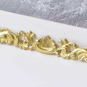 20 pcs Raw Brass Fancy Floral Stamping Embellishments 7x78mm A8564