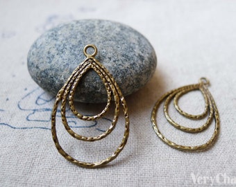 10 Stück (5 Paare) antik Bronze filigran Kronleuchter Ohrring Teardrop Anhänger Charms 20x33mm A5484
