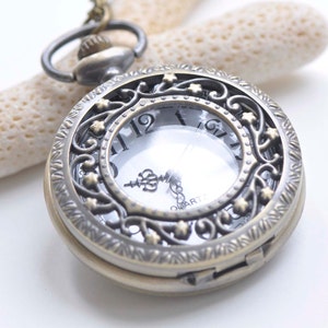 Antique Bronze Large Filigree Vine Pocket Watch Set of 1 A2381