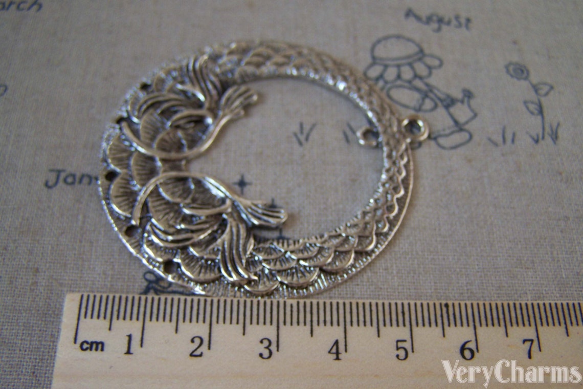 Round Chandelier Earring Antique Silver Large Leaf Branch Etsy