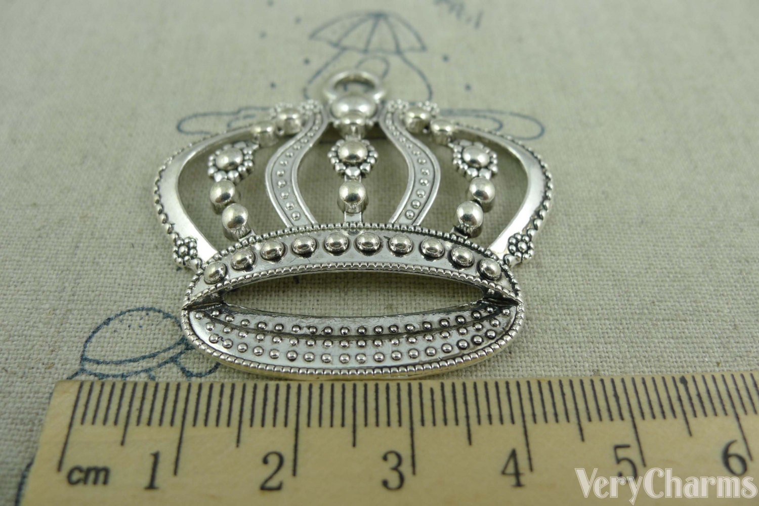 Large Crown Pendants Antique Silver Royalty Charms 45x48mm Set Etsy