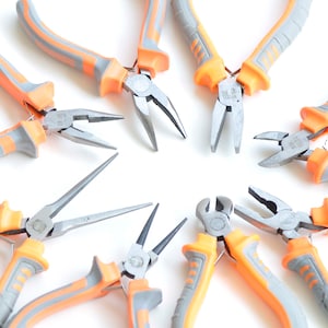 Round Flat Nose Wire-Cutter Jewelry Pliers Orange Handle Tool for Wire Working