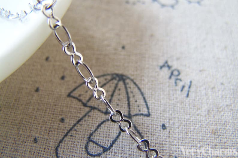 16ft (5m) White Gold Tone Brass Flat Figure 8 Infinity Chain Soldered Links A5403 image 2