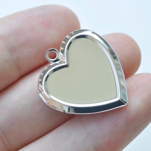 4 pcs Flat Back Bezel Heart Photo Locket Charms Pendants Shiny Gold/Rose Gold/Platinum/Gunmetal/Silver/Brushed Bronze image 9