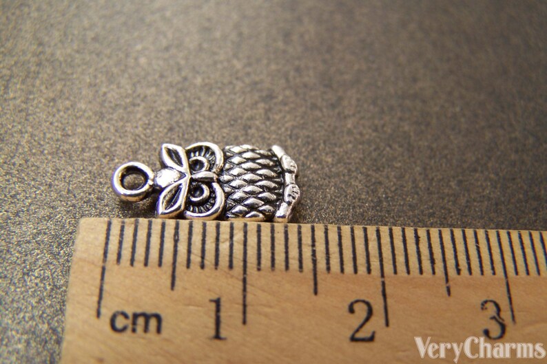 20 pcs of Tibetan Silver Antique Silver Lovely Owl Charms Double Sided 7x15mm A1835 image 4