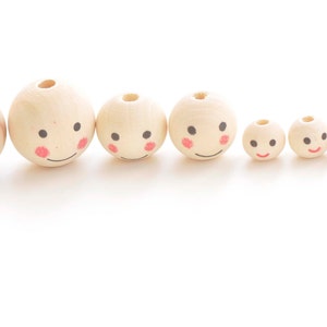 Round Unfinished Happy Face  Smile Icon Wood Beads 10mm/12mm/20mm/25mm