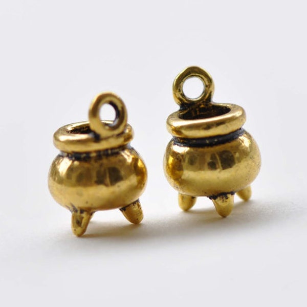 10 pcs Antique Gold Censer Charms Cooking Pot Pendants 8x11mm A8671