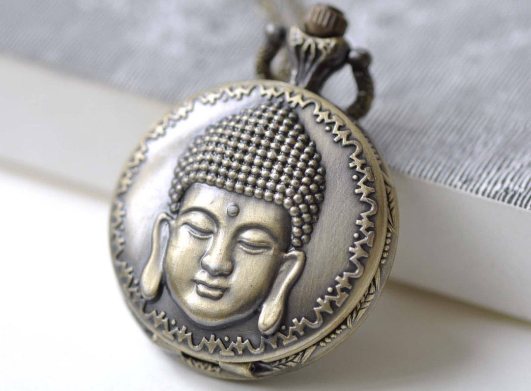 1 PC Antique Bronze Buddha Head Religious Pocket Watch 38x38mm A7973 - Etsy