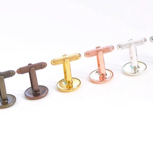 DIY Cufflink Cuff Links Blanks Threaded Rod Antique Bronze/Copper/Silver/Platinum/Gold/Rose Gold Set of 10