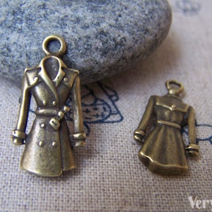 Wind Coat Dust Coat Bronze Clothes Charms 12x23mm Set of 10 pcs A1911