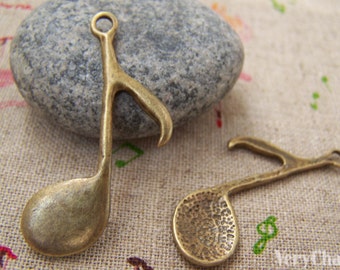 10 piezas de bronce antiguo enorme música amuletos 20x55mm A1703