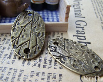 Oval Tree Branch Connector Antique Bronze Charms 21x38mm Set of 10 pcs A3417