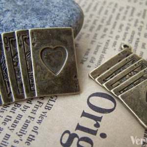 10 stuks van antieke bronzen poker kaarten Royal Flush Charms 22x30mm A538