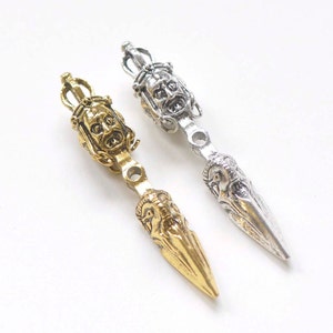 Antiek Zilver/Antiek Goud Drie Boeddha Gezichten Vajra Dorje Kruis Boeddhisme Hangers 54mm