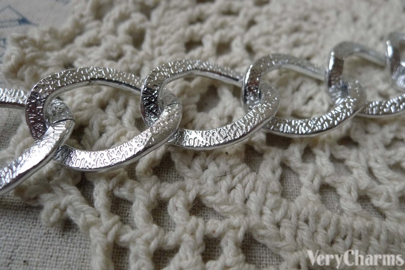 Silver Tone Aluminium Thick Curb Chain Chunky Chain Textured A6655 6.6 ft 2m