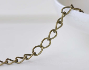 16ft (5m) Antique Bronze Color Steel Curb Chain 3.2x5.5mm Unsoldered Links A8783