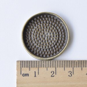 10 pcs Antique Bronze Dotted Pendant Tray Bezel Base Settings Match 25mm Cabochon A8537 image 3