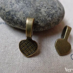 Heart Bail Antique Bronze Charms 9x19mm Set of 30 pcs A6089