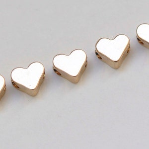 Winzige leere Herz Spacer Perlen Anti tarnish 24K Champagner Gold Charms 4,5x5mm/6x7mm