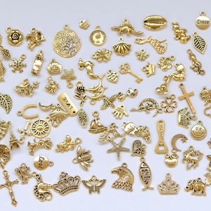 Antique Gold Fancy Charms Mixed Styles Set of 100  A206