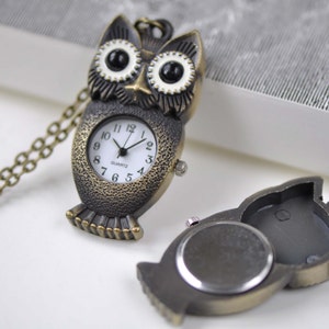 1 PC of Antique Bronze Long Owl Pocket Watch 25x40mm A7884