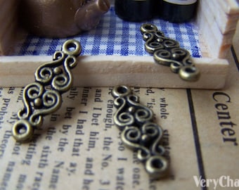 Vintageparts Set Di 10 Connettori Per Gioielli In Bronzo Anticato - 16,5 Mm, Foro 1,8 Mm - 6