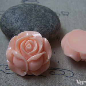 6 stuks hars roze roos bloem cameo cabochon 26 mm A4861