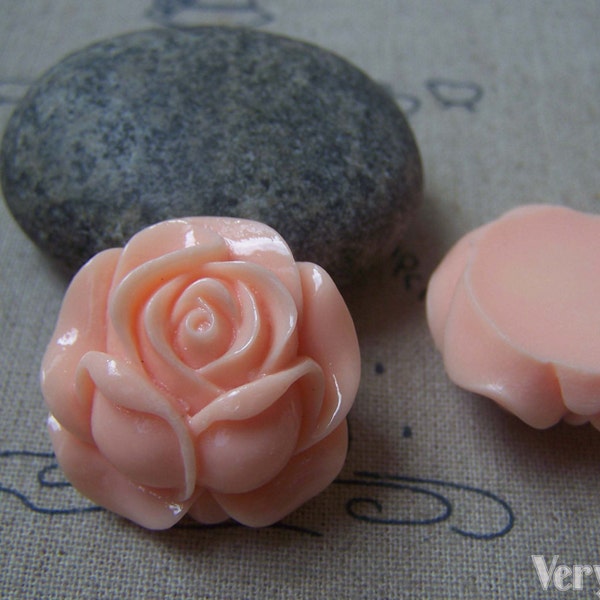 6 pièces de résine Rose Rose fleur camée Cabochon 26mm A4861