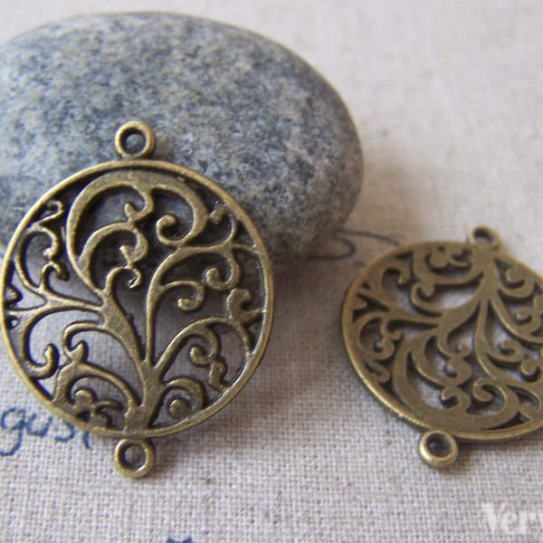 10 pcs of Antique Bronze Filigree Tree Connectors Charms 24x31mm A4319