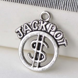 10 pcs Antique Silver US Dollar Lottery Charms 18x20mm A8622