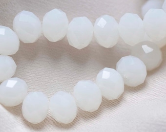 One Strand Jade Bianco Sfaccettato Rondelle Cristallo Cristallo Abacus Perle 8x10mm A4615