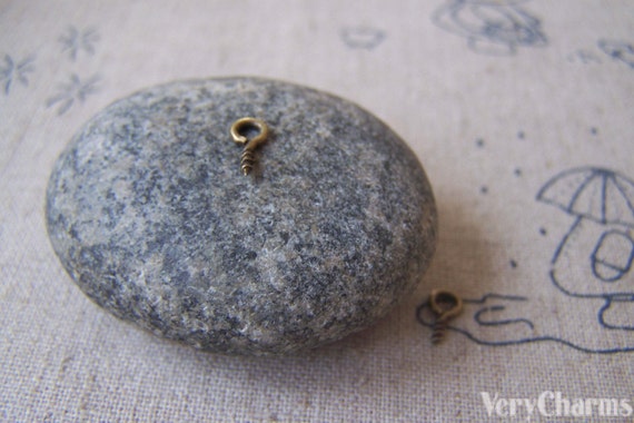 Screw Eye Pins Antique Bronze Mini Hook Bail  5x10mm Set of 500 A918