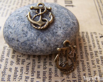 Anchor Charms Antique Bronze Nautical Ocean Pendants 14x17mm Set of 20 A1281