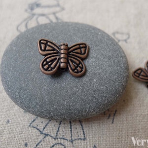 30 pcs Antique Copper Pewter Butterfly Beads 11x15mm A7298