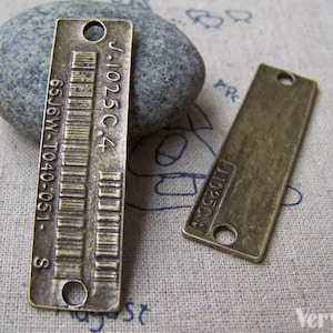 Antique Bronze Rectangular Barcode Connectors 14x52mm Set of 6 A3718