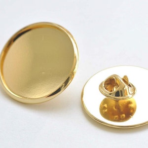 24K Gold Tie Tack Clutch Lapel Pin Brooch Blank Match 25mm Cameo Set de 6 A6355 image 1